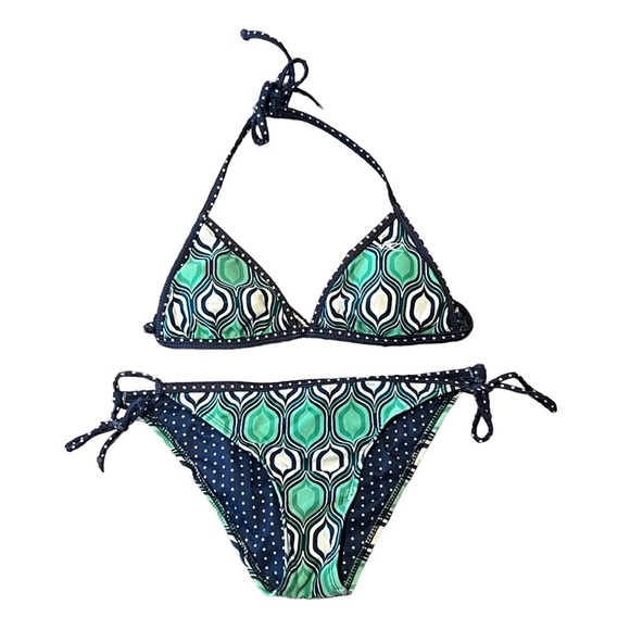 Barefoot Miss of California Y2K bikini swimsuit set reversible - Picture 2 of 2